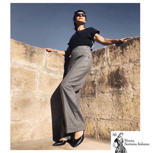 Pantalone Milly in lana Flanella vintagestyle anni 40