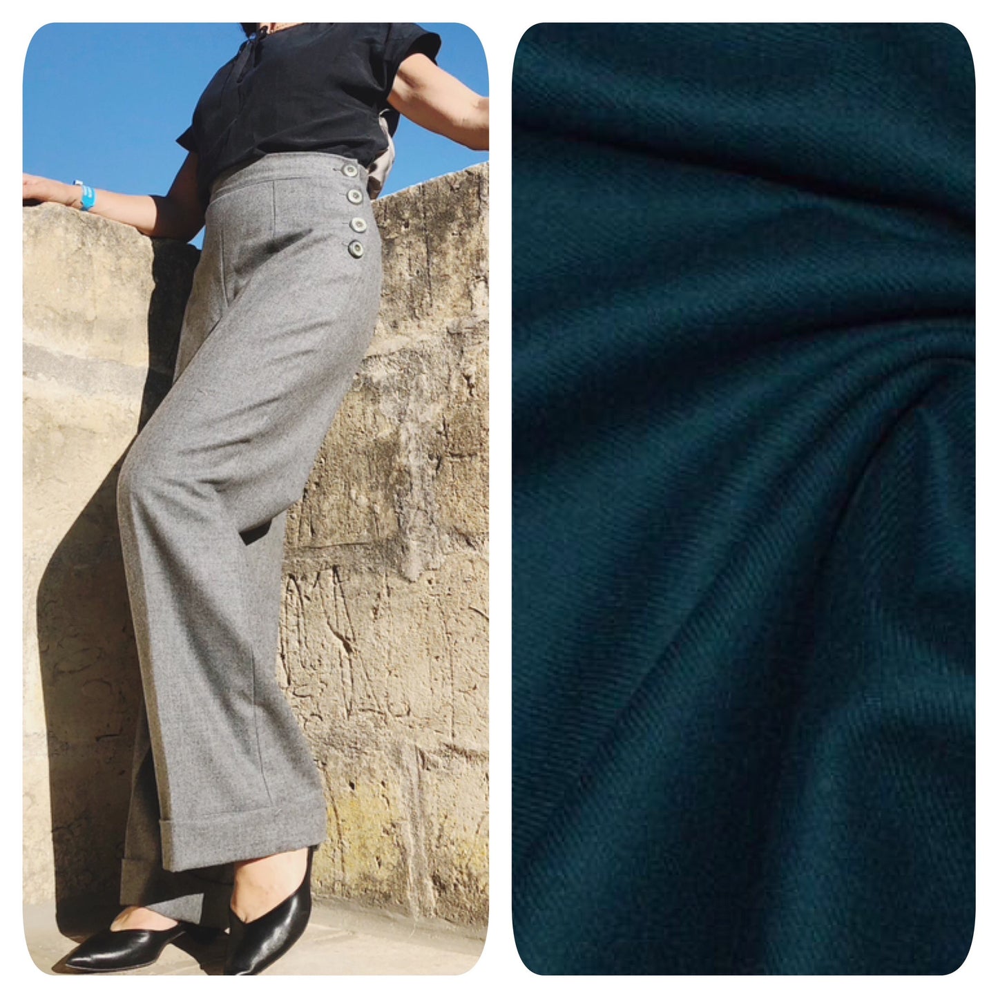 Pantalone Milly in lana Flanella vintagestyle anni 40