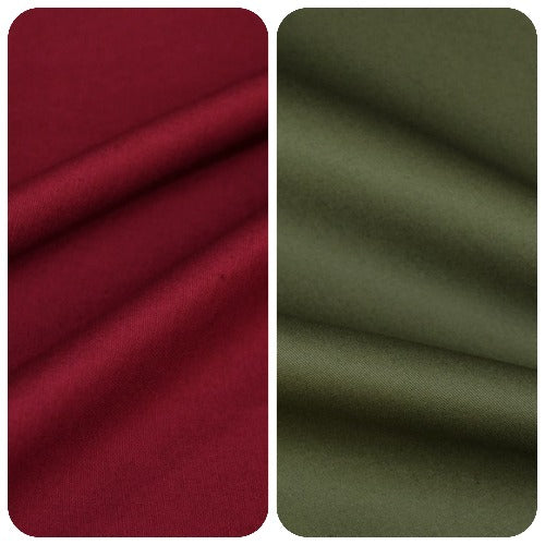 bordeaux e verde militare per realizzare l' Abito Kelly Double in gabardine di cotone 