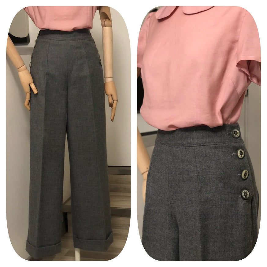 Pantalone Milly in lana Flanella vintagestyle anni 40